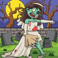 zombie sposa colorato cartone animato illustrazione vettore