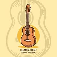 vintage slogan tipografia chitarra classica per il design di t-shirt vettore