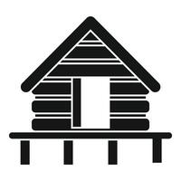 un' semplice nero e bianca illustrazione di un' log cabina, ideale per rustico temi vettore