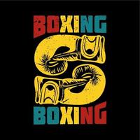 t shirt design boxe boxe con guantoni da boxe e sfondo nero illustrazione vintage vettore