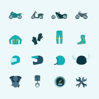 Set di icone del motociclista vettore