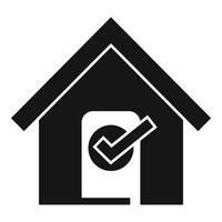 nero e bianca illustrazione di un' Casa con un' segno di spunta vettore