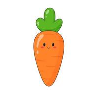 simpatico personaggio di carota kawaii. illustrazione del fumetto piatto, icona, logo, adesivo isolato su priorità bassa bianca. vettore