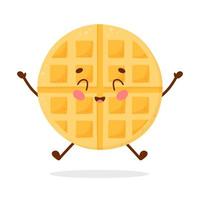 simpatico personaggio dei cartoni animati waffle salti di gioia. illustrazione vettoriale isolato su sfondo bianco.