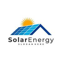 modello di vettore del logo della casa solare, concetti di design del logo dell'energia solare creativa