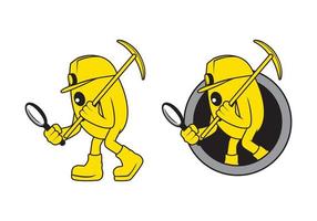 illustrazione di disegno del personaggio dei cartoni animati della mascotte del minatore d'oro vettore
