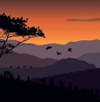 immagine montagne, paesaggio, alberi. banner eco astratto. illustrazione vettoriale. vettore