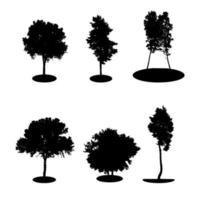 set di silhouette albero isolato su sfondo bianco. illustrazione vettoriale. vettore