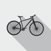 icona della bicicletta con una lunga ombra. illustratore vettoriale