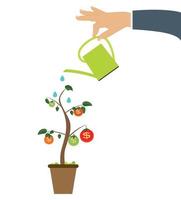 albero dei soldi colorato, dipendenza del concetto piatto di crescita finanziaria. illustrazione vettoriale. vettore