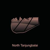 nord tanjungbalai città carta geografica di nord sumatra Provincia nazionale frontiere, importante città, mondo carta geografica nazione vettore illustrazione design modello