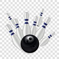 birilli e palla da bowling su sfondo trasparente illustrazione vettoriale