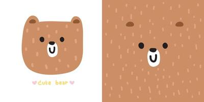 carino Sorridi orso viso morbido capelli mano disegnato.selvaggio testa animale personaggio cartone animato design.kid immagine.grafica per carta, poster, stampa schermo, tesoro abbigliamento, maglietta, adesivo.teddy.kawaii.vettore.illustrazione. vettore