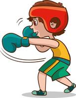 vettore illustrazione di bambini avendo un' boxe match.vettore illustrazione di bambino pugile indossare boxe guanti