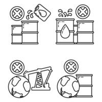 fermare uso barile olio industria, mondo olio inquinamento di petrolio concetto icona, verde eco terra semplice piatto vettore illustrazione, isolato su bianca.