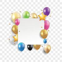 concetto di buon compleanno lucido con palloncini isolati su sfondo trasparente. illustrazione vettoriale