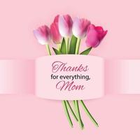 grazie di tutto, mamma. felice festa della mamma sfondo carino con fiori. illustrazione vettoriale