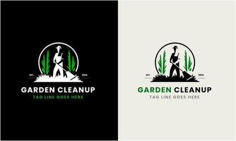 giardiniere verde albero foglia logo design icona campione prato cura, contadino, prato servizio vettore