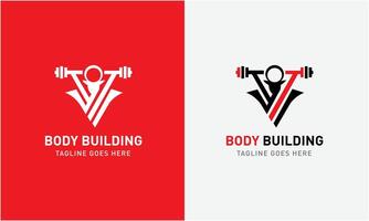 creativo palestra, fitness bodybuilding, logo icona campione, sport uomo concetto illustrazione modello vettore