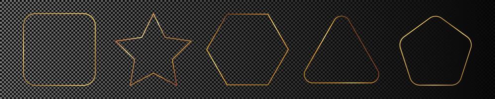 oro raggiante diverso geometrico forma telaio vettore