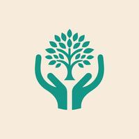 logo della mano dell'albero vettore