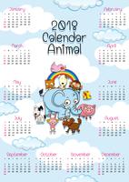 modello di calendario con simpatici animali vettore