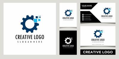 Ingranaggio Tech logo design modello con attività commerciale carta design vettore