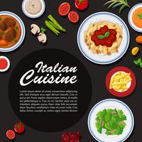 Design di poster cucina italiana con piatti diversi vettore