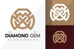 lettera X diamante gemma logo design simbolo icona illustrazione vettore