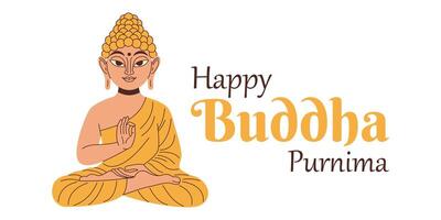 contento Vesak giorno, Budda purnima auguri saluti illustrazione. manifesti, striscioni, saluti, e Stampa design. vettore