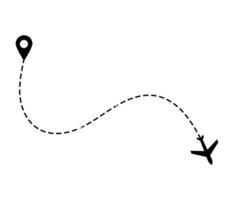 aereo tratteggiata itinerario linea il modo aereo. volante con un' tratteggiata linea a partire dal il di partenza punto e lungo il sentiero. illustrazione vettore