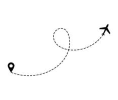 aereo tratteggiata itinerario linea il modo aereo. volante con un' tratteggiata linea a partire dal il di partenza punto e lungo il sentiero. illustrazione vettore