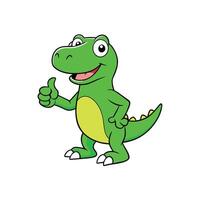 cartone animato stile dinosauro t-rex con un' verde corpo vettore