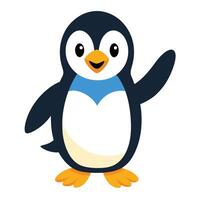 un' cartone animato pinguino è in piedi e agitando suo ala vettore