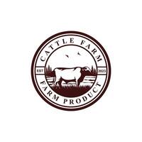 Vintage ▾ bestiame azienda agricola logo design modello. vettore