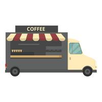 piatto design di un' retrò caffè camion con un' classico tenda vettore