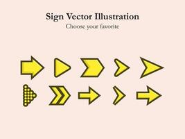 ui icona cartello App impostato freccia cartone animato semplice linea disegno digitale attività commerciale ragnatela illustrazione interfaccia vettore