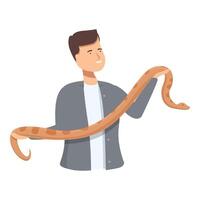 uomo Tenere amichevole serpente illustrazione vettore