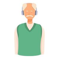 anziano uomo ascoltando per musica con cuffie vettore