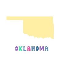 mappa dell'oklahoma isolata. collezione usa. mappa dell'oklahoma - sagoma gialla vettore