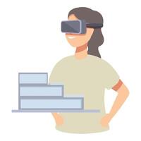 donna sperimentare virtuale la realtà tecnologia vettore