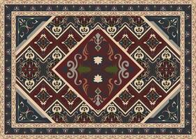 colorato ornamentale design per tappeto, tapis, yoga stuoia. geometrico etnico clipart. arabo ornamentale tappeto con decorativo elementi. vettore