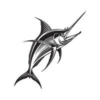 Marlin pesce illustrazione design logo azione isolato su bianca sfondo vettore