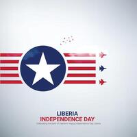 Liberia indipendenza giorno creativo Annunci design. Liberia indipendenza giorno celebrazione, nazionale vacanza su luglio 26. agitando bandiera. illustrazione. vettore