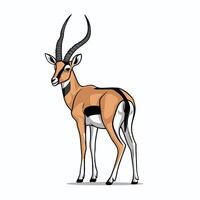 carino antilope sta su un' bianca sfondo nel cartone animato stile. illustrazione con africano animale. vettore
