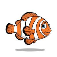 carino cartone animato pesce pagliaccio. piatto illustrazione bianca sfondo vettore