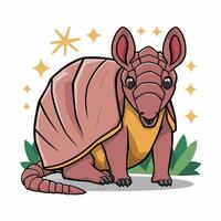 armadillo piatto arte illustrazione. carino animale personaggio design per bambini. semplice piatto pastello stile. vettore