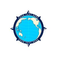 il illustrazione di globo Pacifico con un' bussola simbolo vettore