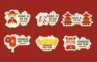 set di adesivi gong xi fa cai vettore