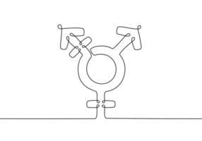 simbolo transgender linea continua art. segno icona isolato su sfondo bianco. vettore